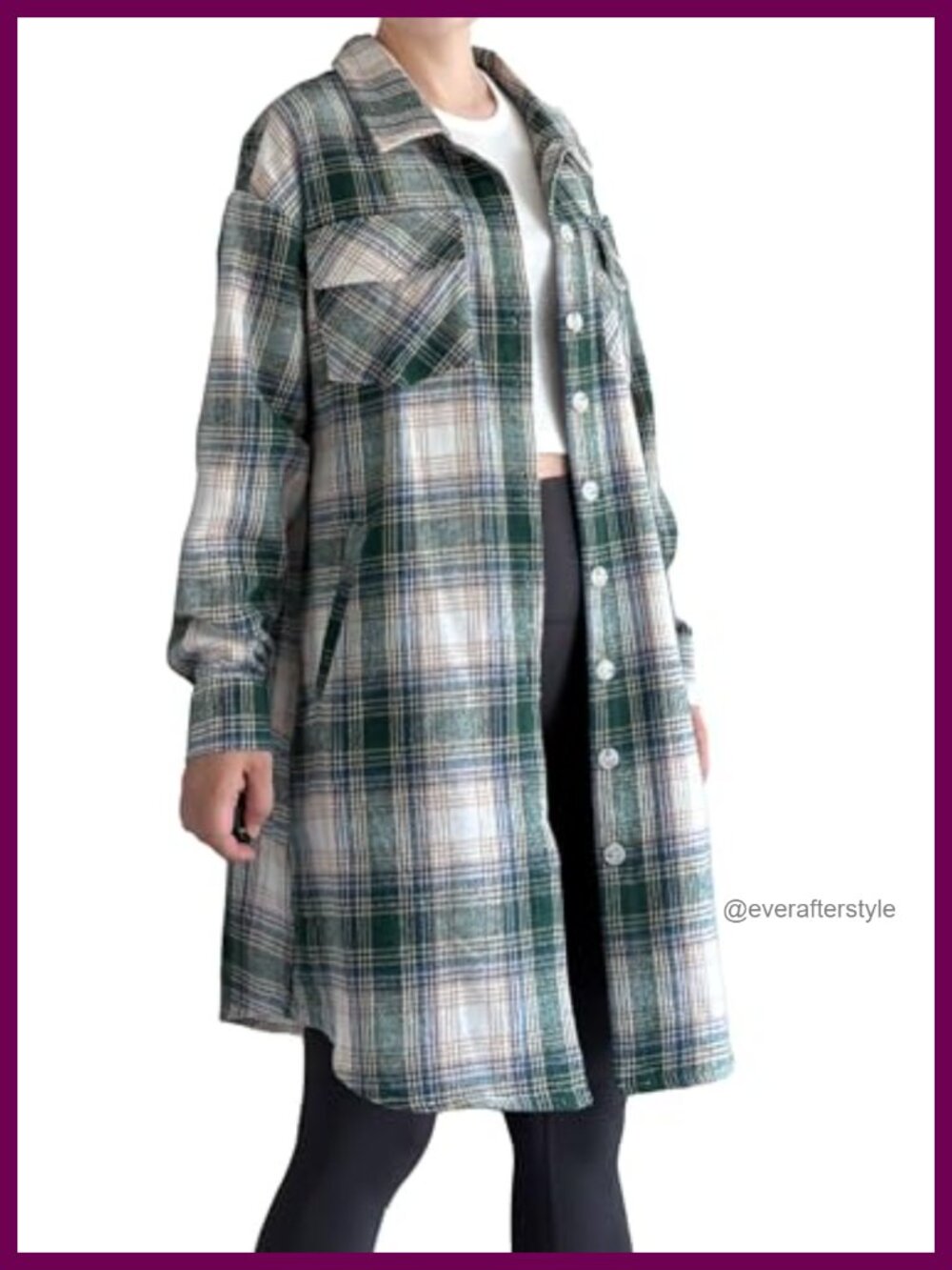 Women's Flannel Shirt Jacket Plaid Long Sleeve Shacket Button Down with Pockets